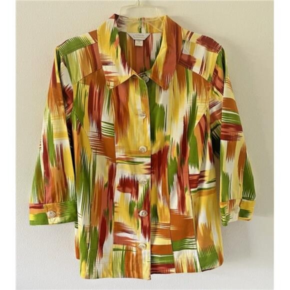 Women's Jackets 1X Multi Colored 2Pockets & 2 Pockets Inside Sailcloth Material - Picture 1 of 6